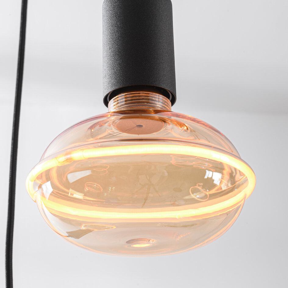 Suspension industrielle à cordon Nivelle à 6 lumières avec ampoules E27 à intensité variable - noir