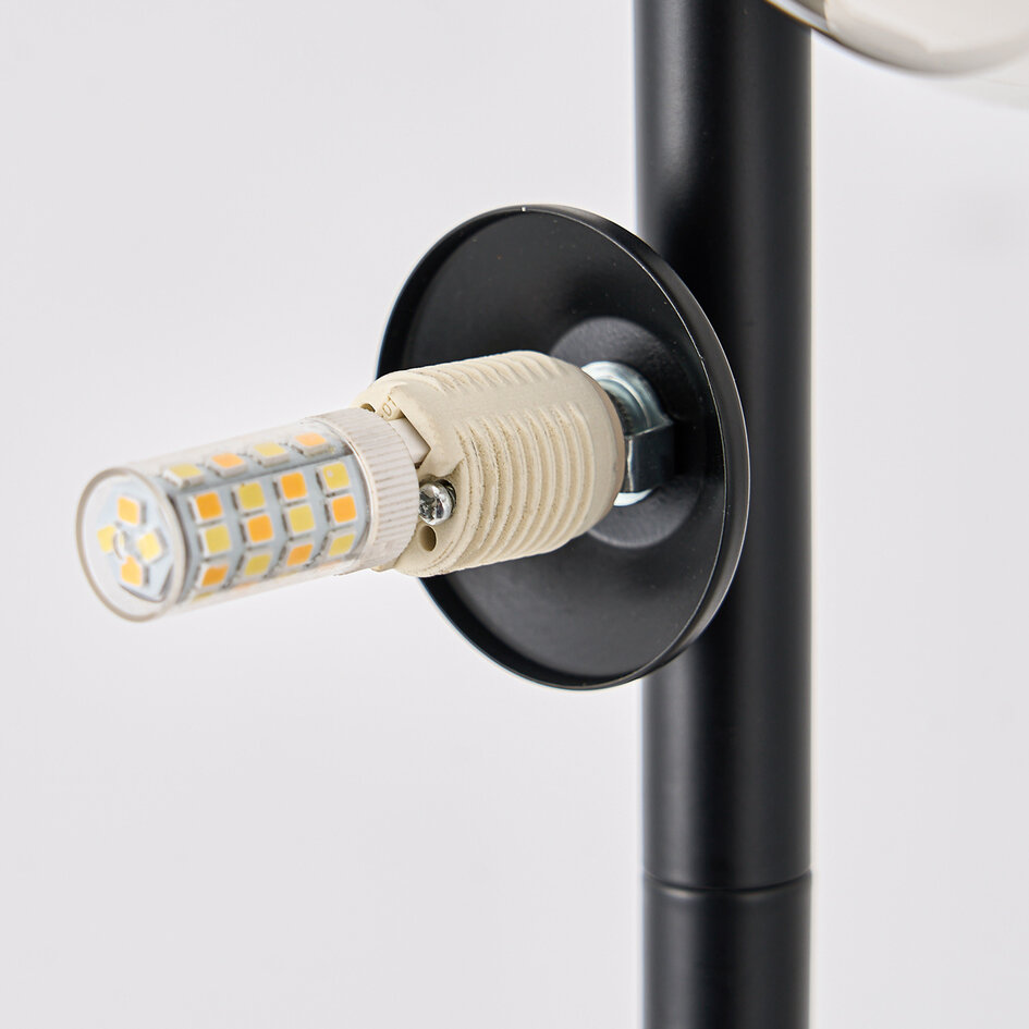 Lampadaire Tyson noir avec verre fumé, 5 lumières