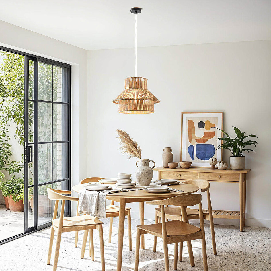 Lampe suspendue Boho Ramea en corde de jute naturelle