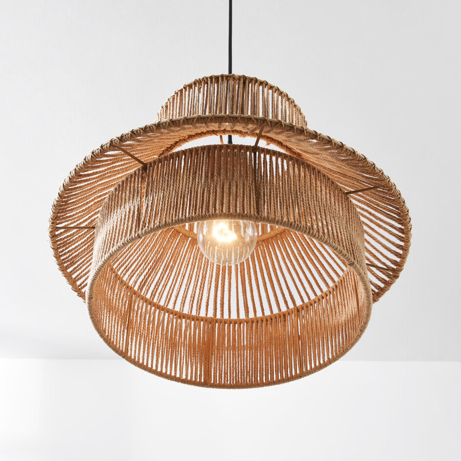 Lampe suspendue Boho Ramea en corde de jute naturelle