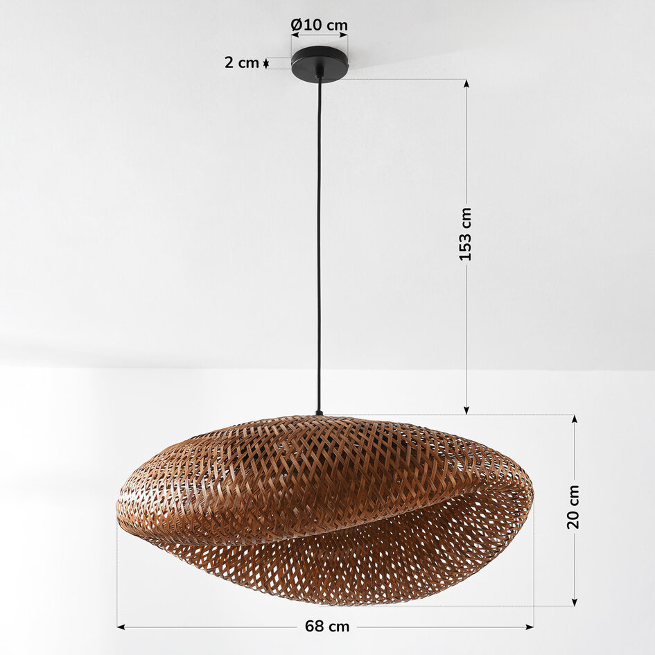 Lampe suspendue en bambou avec abat-jour tressé Ø68 cm - Trama