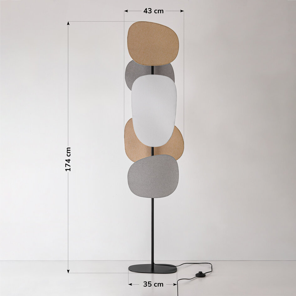 Lampadaire Velore avec abat-jour en lin naturel dans des tons doux et clairs
