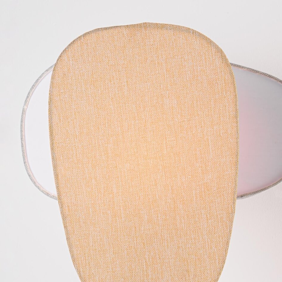 Lampe de table Tavora avec deux abat-jours en lin, teintes claires et naturelles