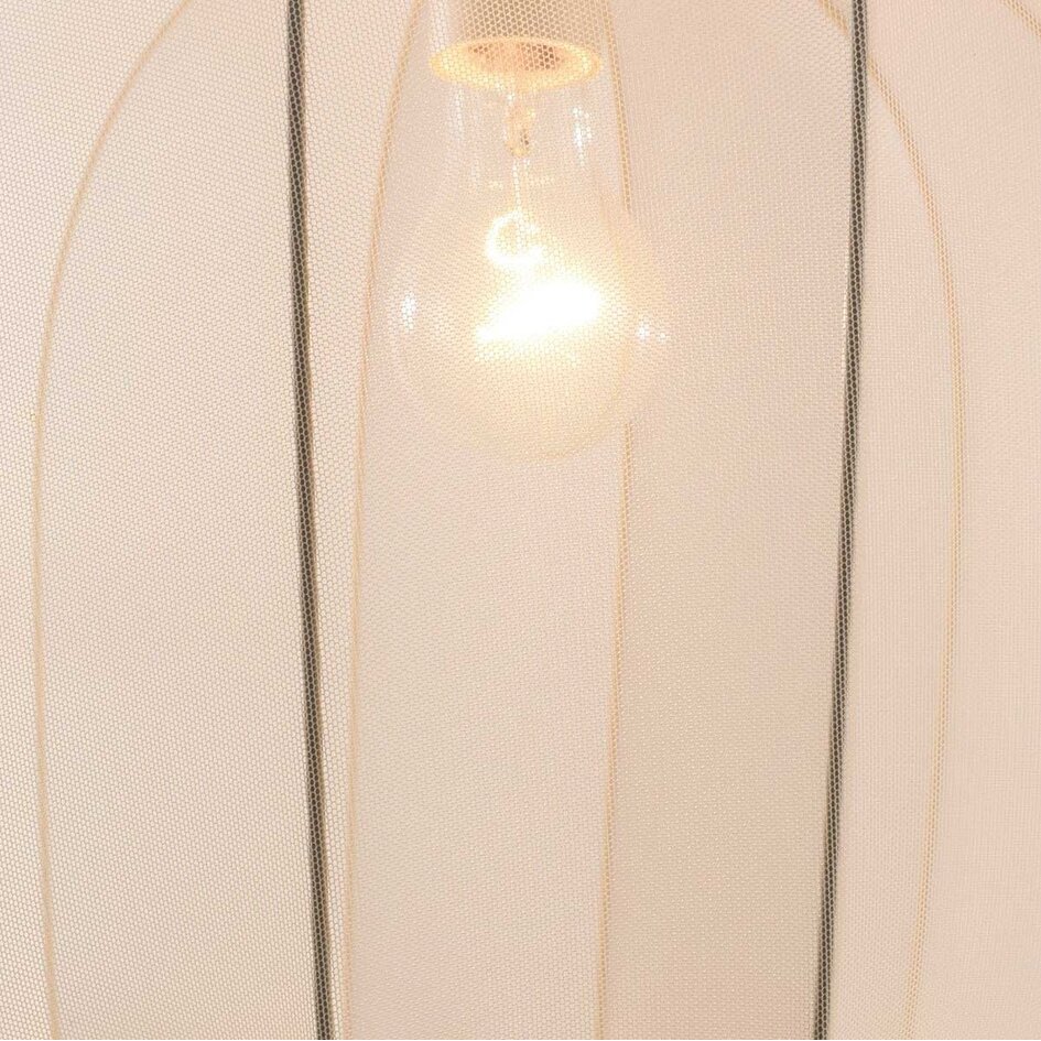 Lampe suspendue en tissu Wivra - style Japandi avec abat-jour beige clair de forme carrée douce