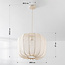 Lampe suspendue en tissu Wivra - style Japandi avec abat-jour beige clair de forme carrée douce