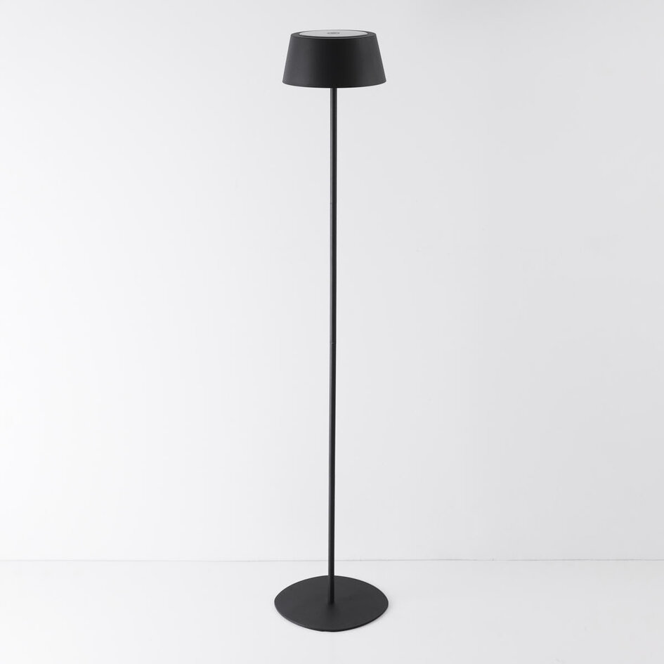 Lampadaire Rivet avec liseuse solaire rechargeable - noir
