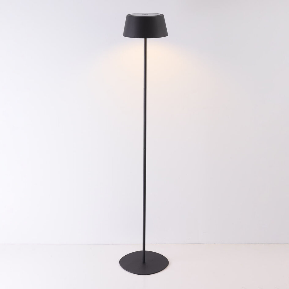 Lampadaire Rivet avec liseuse solaire rechargeable - noir