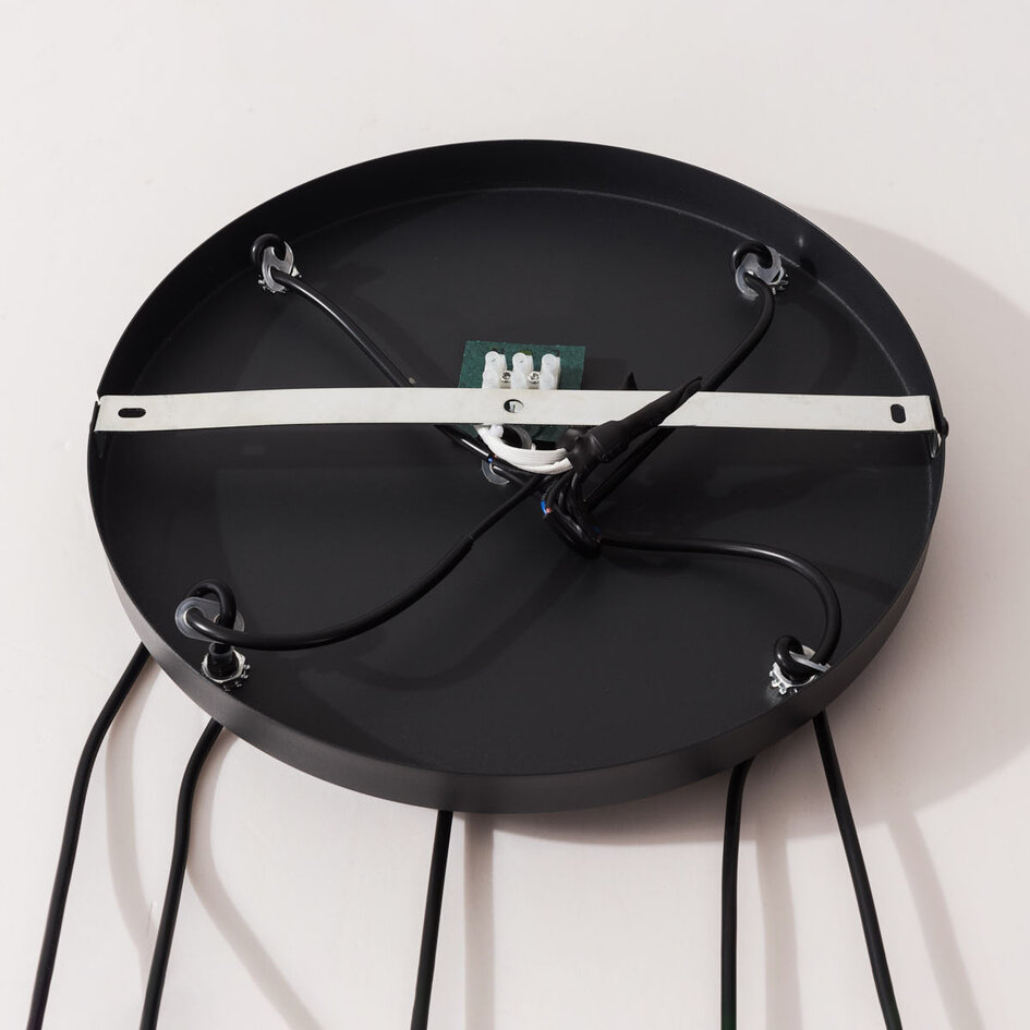 Suspension moderne Marui noire avec trois boules en verre fumé