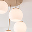 Plafonnier moderne beige Carato à 5 lumières avec boules en verre blanc laiteux