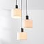 Suspension Linne à 3 lumières - abat-jour ronds en lin beige