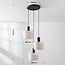 Suspension Linne à 3 lumières - abat-jour ronds en lin beige