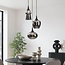 Suspension Zian à 3 lumières - noir, verre fumé effet miroir