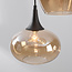 Suspension Zian à 3 lumières - noir et verre ambré aux formes variées