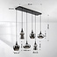 Suspension Lior à 6 lumières - noir, verre fumé effet miroir