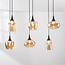 Suspension Lior à 6 lumières - noir et verre ambré aux formes variées