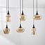 Lampe suspendue à 6 lumières Lior noir avec verre ambré de différentes formes