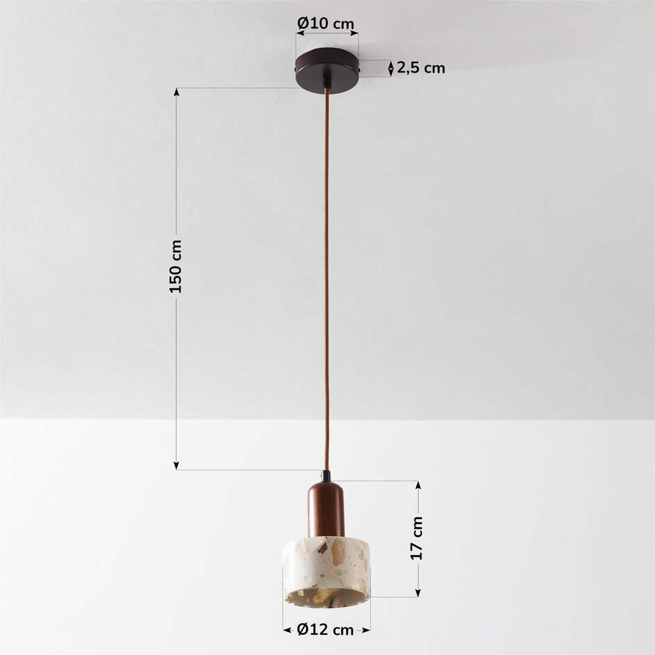Suspension Lito avec effet terrazzo et bois