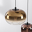 Suspension Kafei à 3 lumières avec LED, variateur à 3 niveaux et abat-jours en verre doré, fumé et cuivré