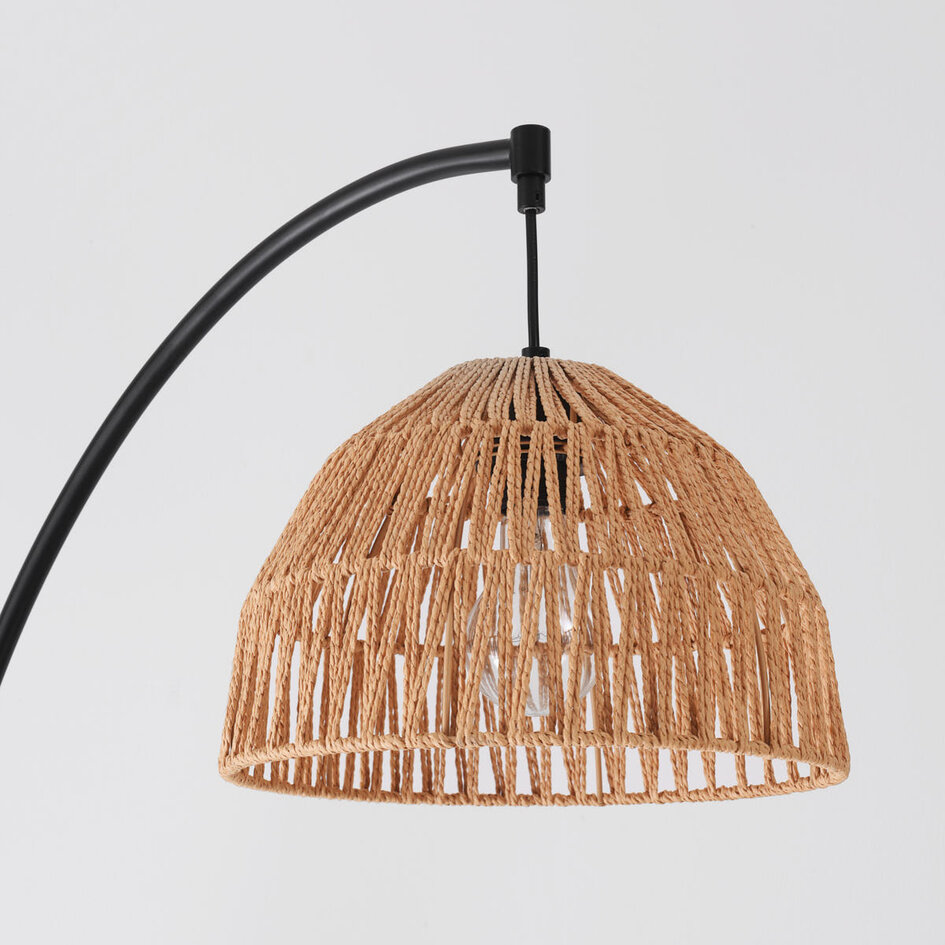 Lampe arquée moderne Estar avec abat-jour naturel et structure noire