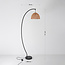 Lampe arquée moderne Estar avec abat-jour naturel et structure noire