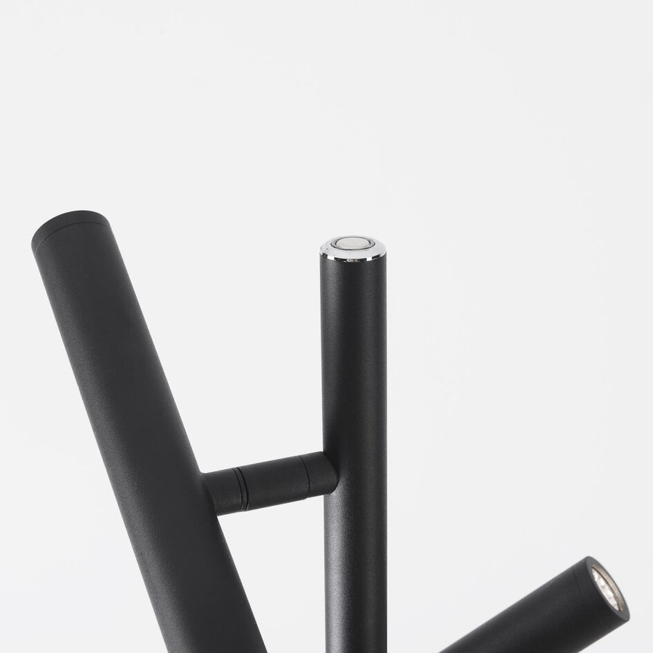 Lampadaire Zhan avec trois spots orientables et variateur tactile – noir