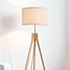 Lampadaire scandinave Tenir avec trépied en bois et abat-jour en lin