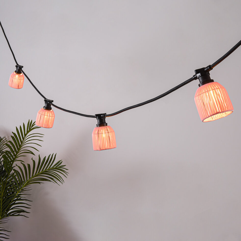 Capot rose pour câble électrique avec aspect rotin