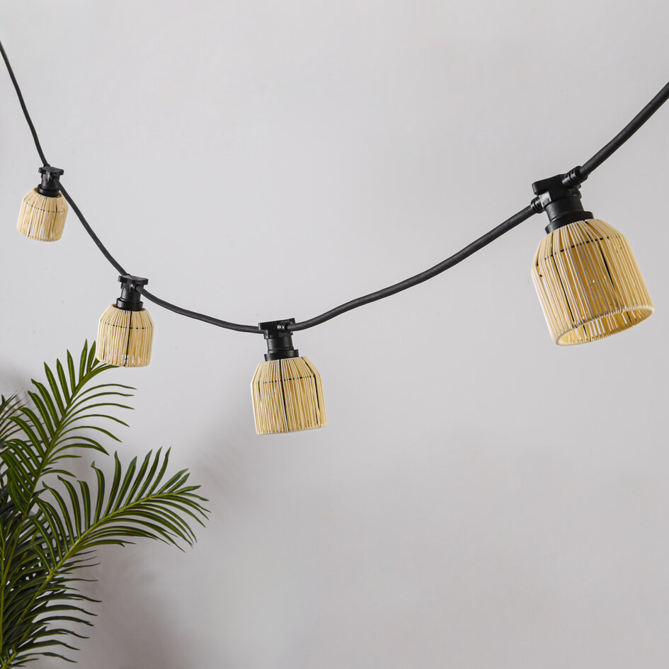 Capot pour guirlande lumineuse aspect rotin - beige sable