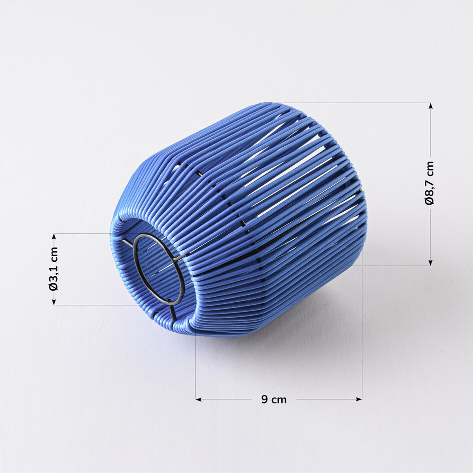 Capot pour guirlande lumineuse aspect rotin - bleu foncé