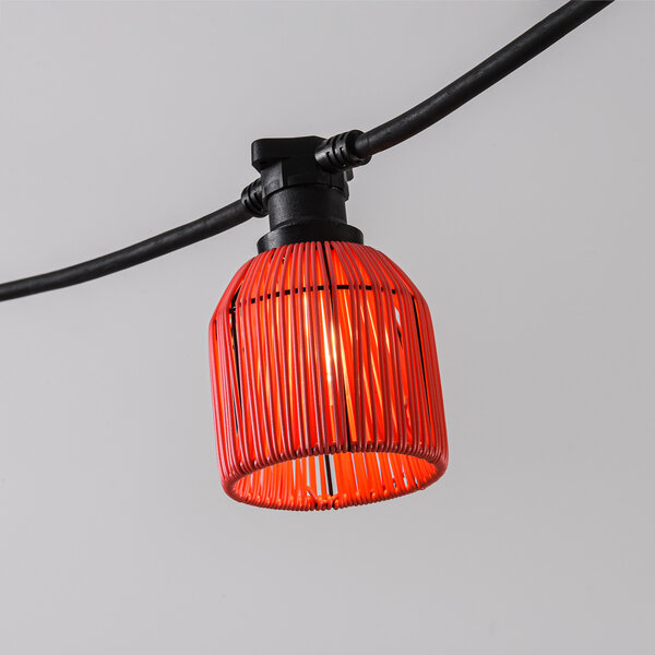 Capot rouge pour guirlande lumineuse, aspect rotin