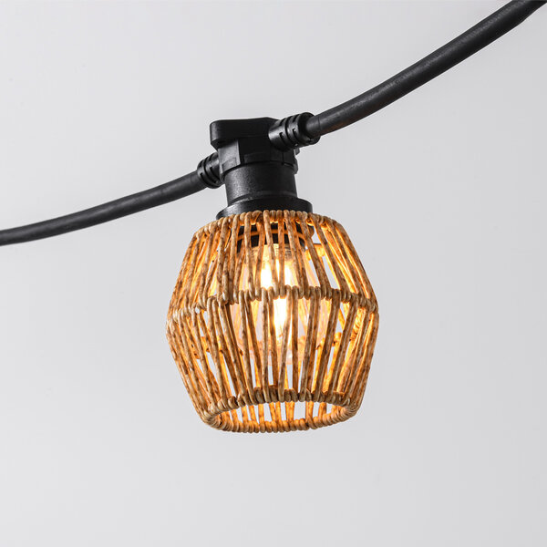 Capuchon pour lampadaires aspect rotin - jaune-brun mélangé