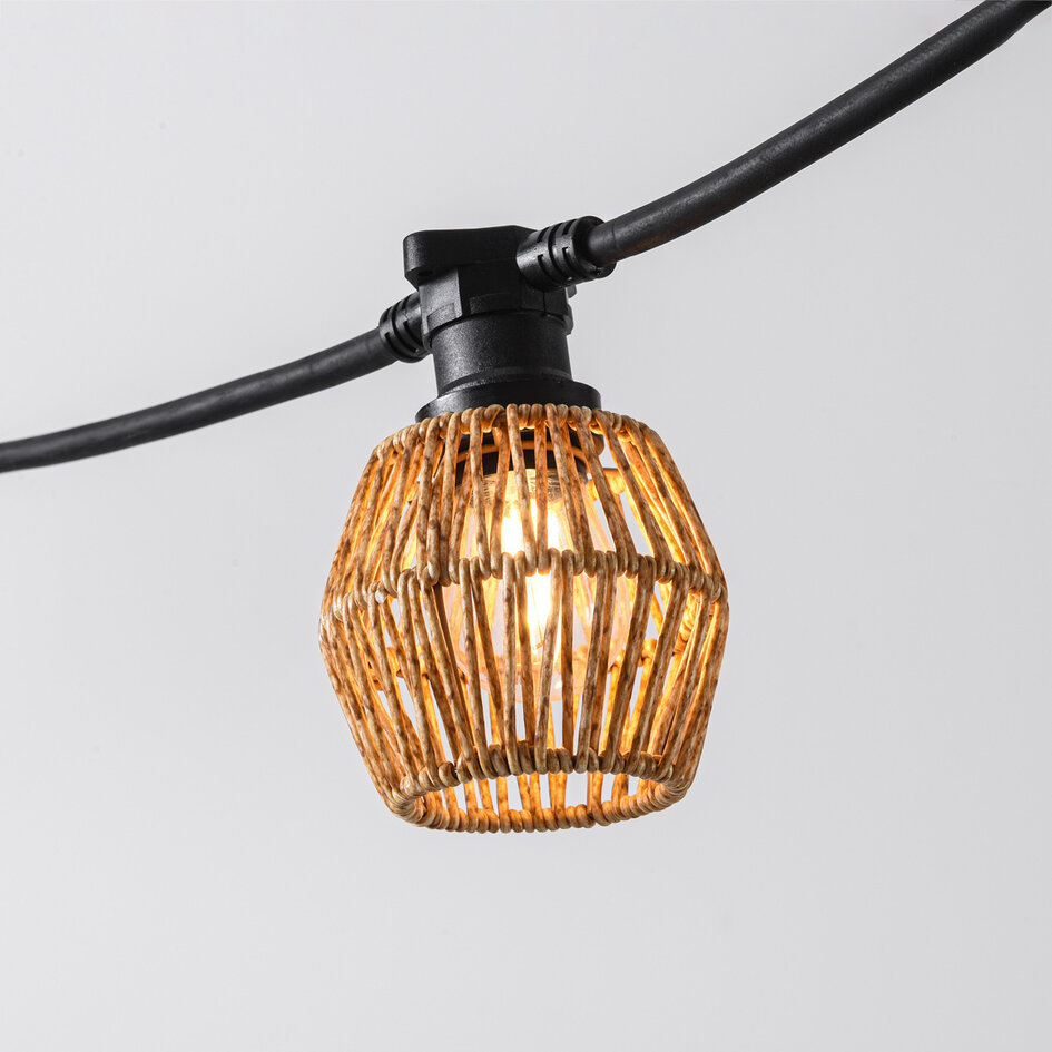 Capuchon pour lampadaires aspect rotin - jaune-brun mélangé