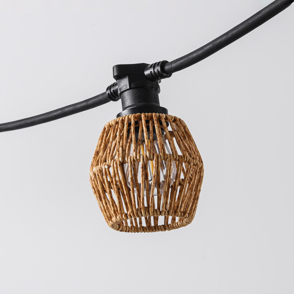 Capuchon pour lampadaires aspect rotin - jaune-brun mélangé