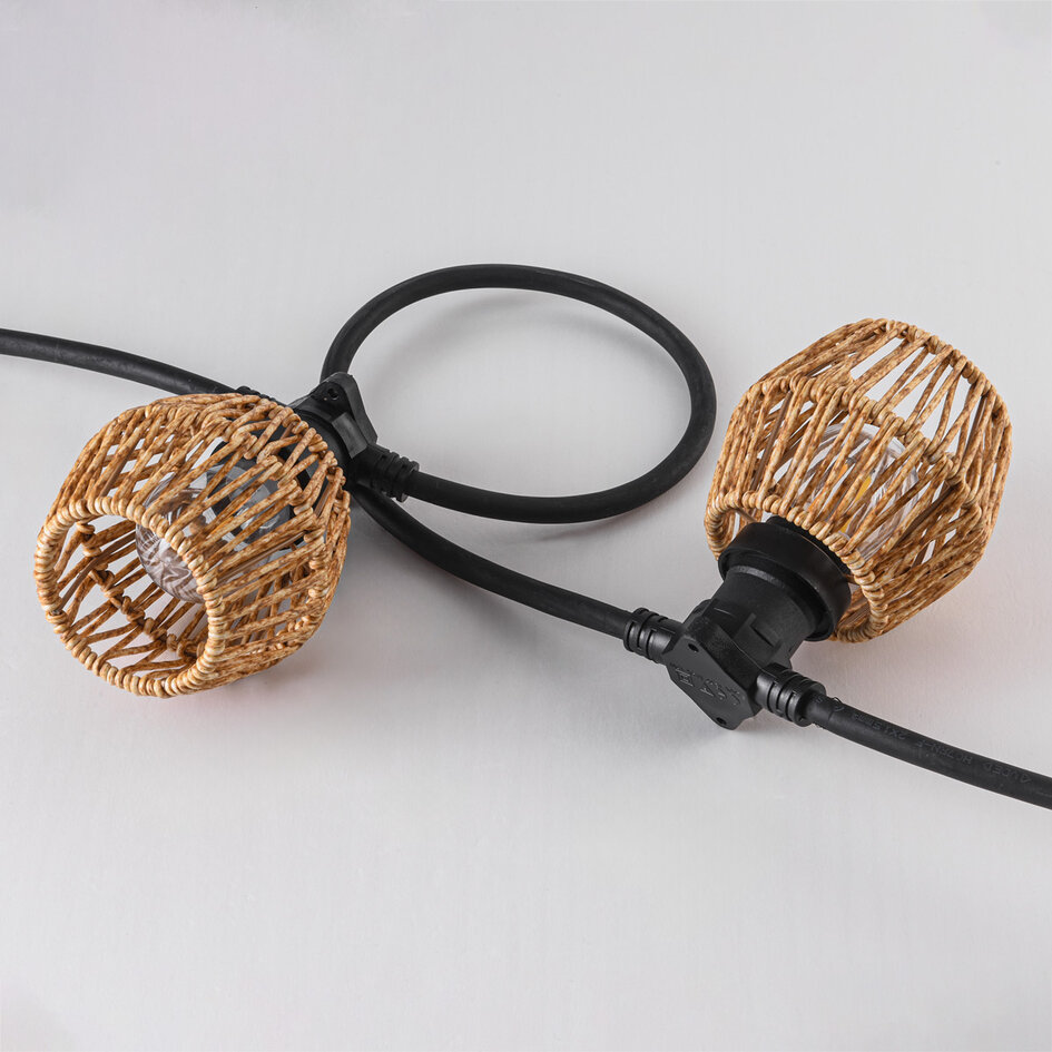 Capuchon pour lampadaires aspect rotin - jaune-brun mélangé