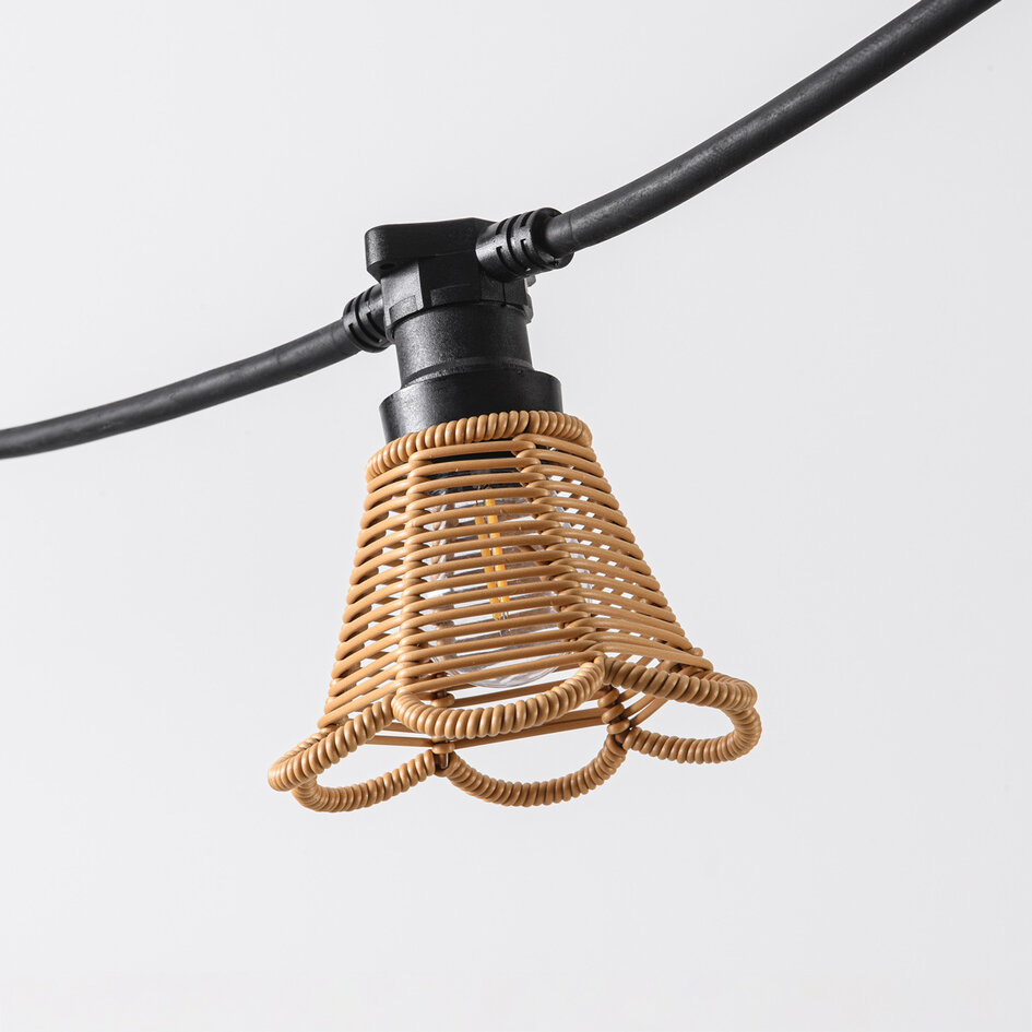 Capuchon pour guirlande guinguette aspect rotin - couleur bois