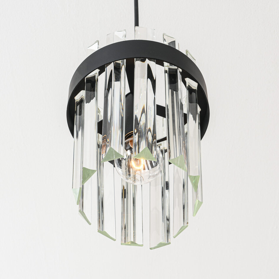 Suspension moderne à 3 lumières Elvira avec verre transparent luxueux