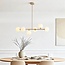 Suspension design Aster - beige avec verre blanc laiteux, 6 lumières