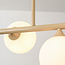 Suspension design Aster - beige avec verre blanc laiteux, 6 lumières