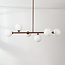 Suspension design Aster - brun avec verre blanc laiteux, 6 lumières