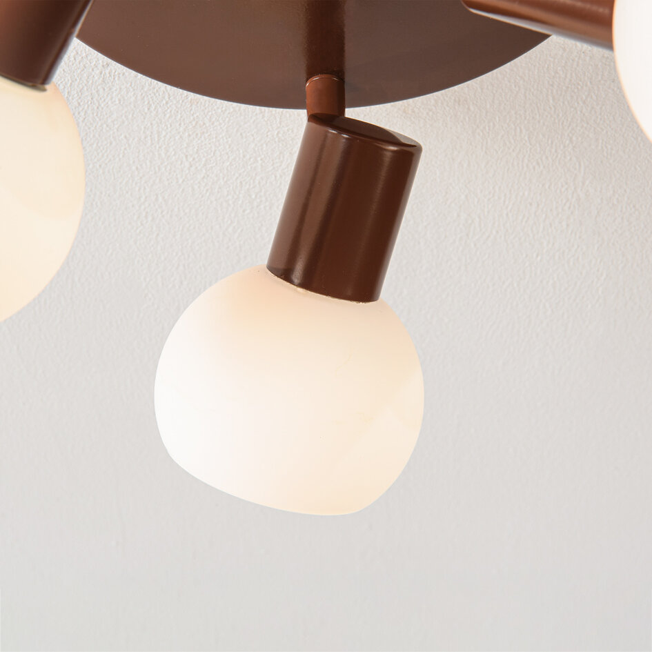 Plafonnier à 3 lumières Orlando - brun avec verre blanc laiteux