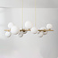 Suspension design Deka beige avec verre blanc laiteux, 10 lumières