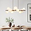 Suspension design Deka marron avec verre blanc laiteux, 10 lumières
