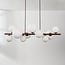 Suspension Deka à 10 lumières - brun et verre laiteux