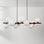 Suspension design Deka marron avec verre blanc laiteux, 10 lumières
