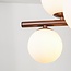 Suspension design Deka marron avec verre blanc laiteux, 10 lumières
