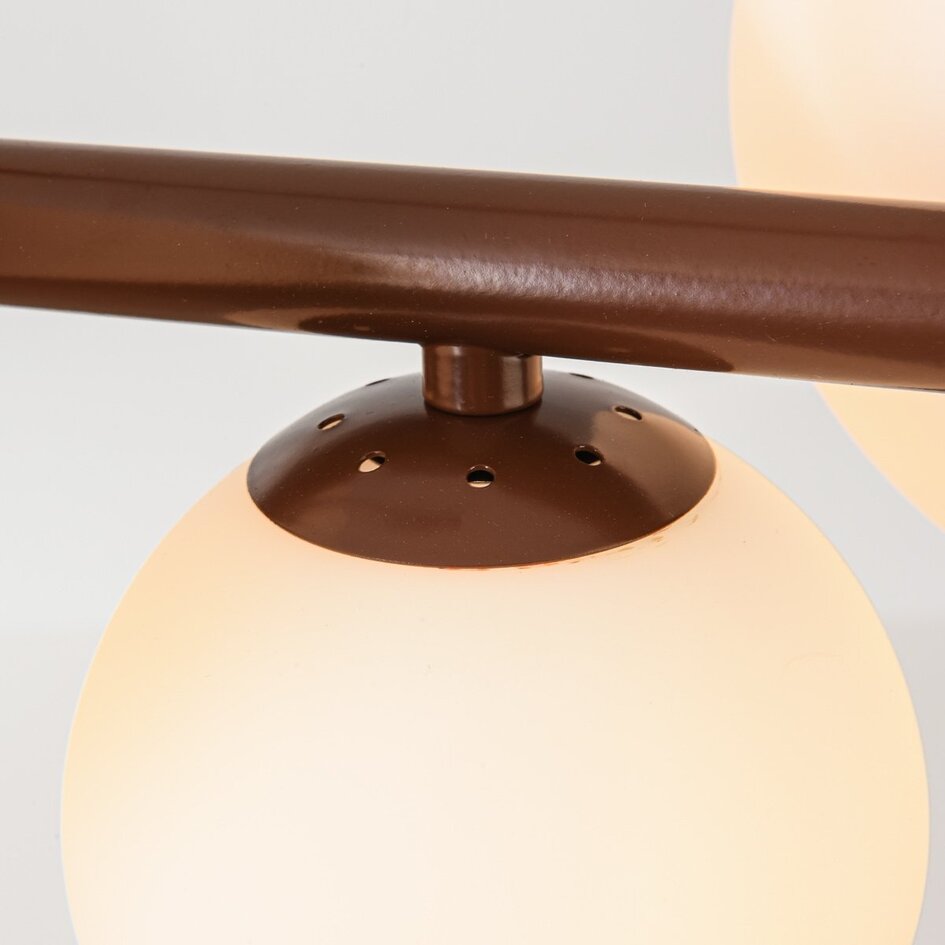 Suspension Deka à 10 lumières - brun et verre laiteux