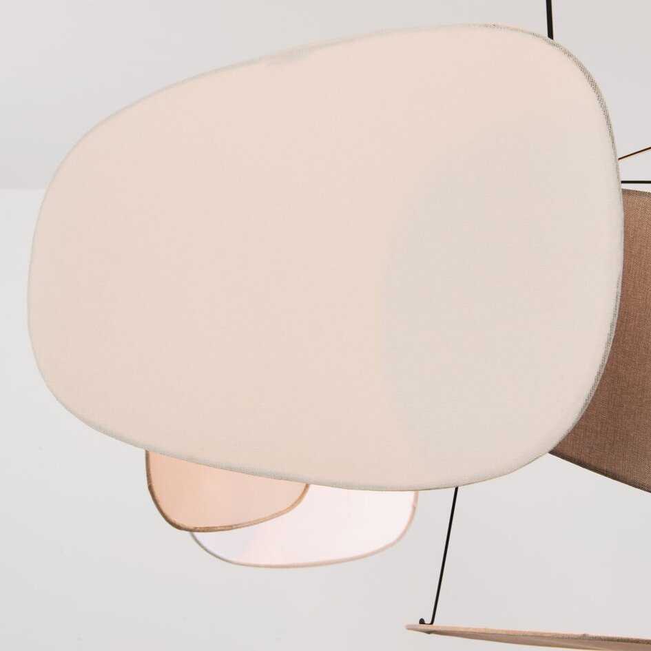 Lampe suspendue design Zandor - avec abat-jour en lin aéré dans des tons doux