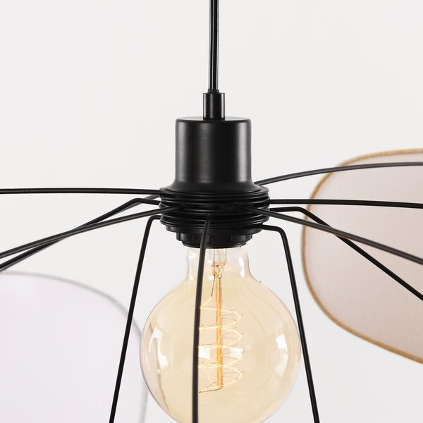 Lampe suspendue design Zandor - avec abat-jour en lin aéré dans des tons doux
