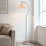 Lampadaire arc Tatsu avec abat-jour en tissu plissé - beige