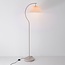 Lampadaire arc Tatsu avec abat-jour en tissu plissé - beige